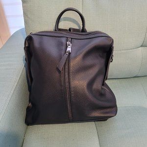 Black leather backpack